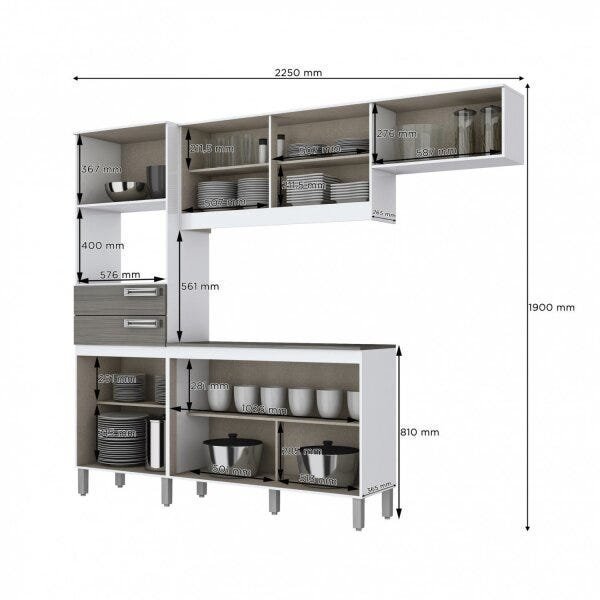 Cozinha Compacta 5 Peças com Balcão e Tampo B107 Briz - 4