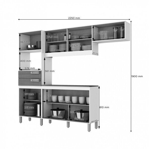 Cozinha Compacta 5 Peças com Balcão e Tampo B107 Briz - 4