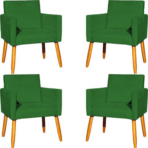 Kit 4 Poltrona para Sala Recepção Consultório Cadeira Nina Suede Cores Pés Palito