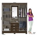 Ver imagem 4 de Guarda-Roupa Casal com Espelho 4 Portas 3 Gavetas Briz