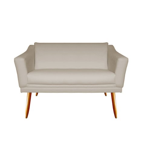 Namoradeira Decorativa Agatha Suede Bege 2 Lugares Pés Madeira Mz Decor