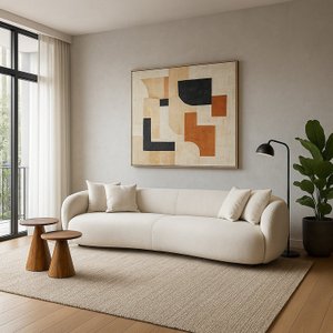 Sofá Orgânico 220cm Tecido Veludo com Almofadas Curvo Hug