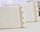 Ver imagem 2 de Jogo lençol quarto casal Padrão bordado 3peças Palha caqui
