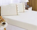 Ver imagem 4 de Jogo lençol quarto casal Padrão bordado 3peças Palha caqui