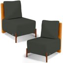 Ver imagem 1 de Kit 2 Poltronas Decorativa Sala Estar Living Hungria L02 Couríssimo Whisky Linho Verde Musgo - Lyam