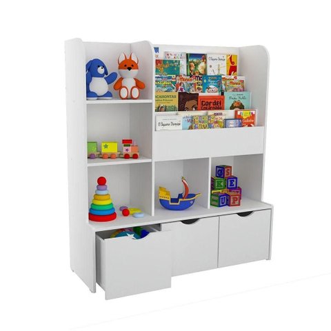 Expositor de Livros Infantil Teilor MDF 116cm Branco Woodcore