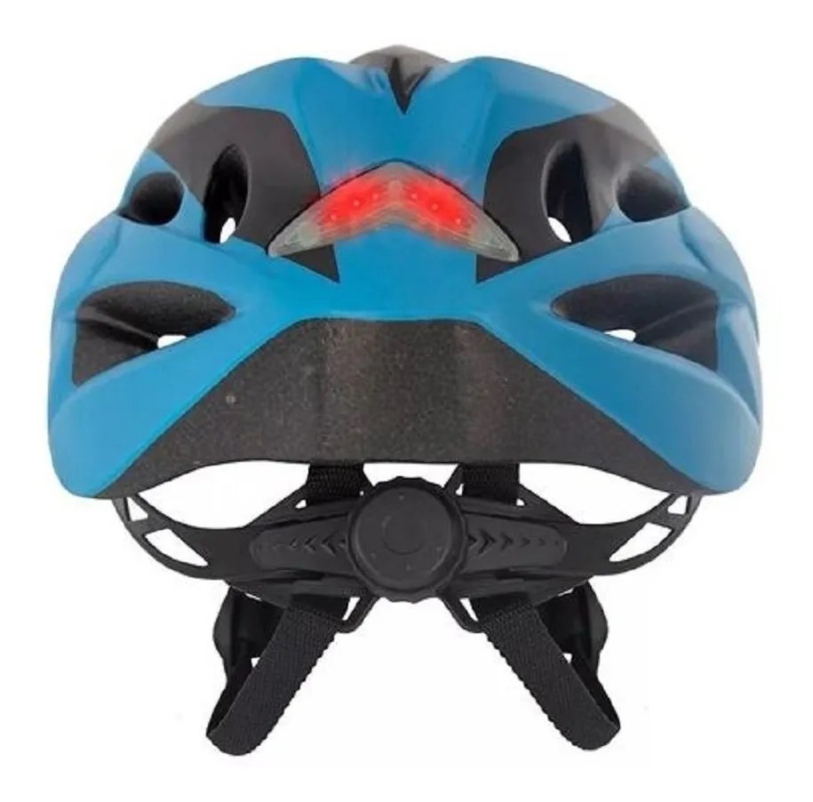 Capacete Bike Led com Luvas Ciclismo e Garrafa Caramanhola Térmica - Azul - G - 3