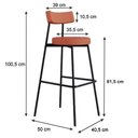 Ver imagem 5 de Banqueta Alta Stout Ae: 100 / Aa: 75cm C/04 Un. Bqst7510.4 Courino Marte Terra Rosê Cn.marte Terra