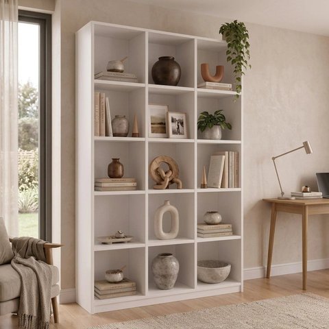 Estante para Livros com 15 Nichos Colméia Branca 90 x 182cm Bia