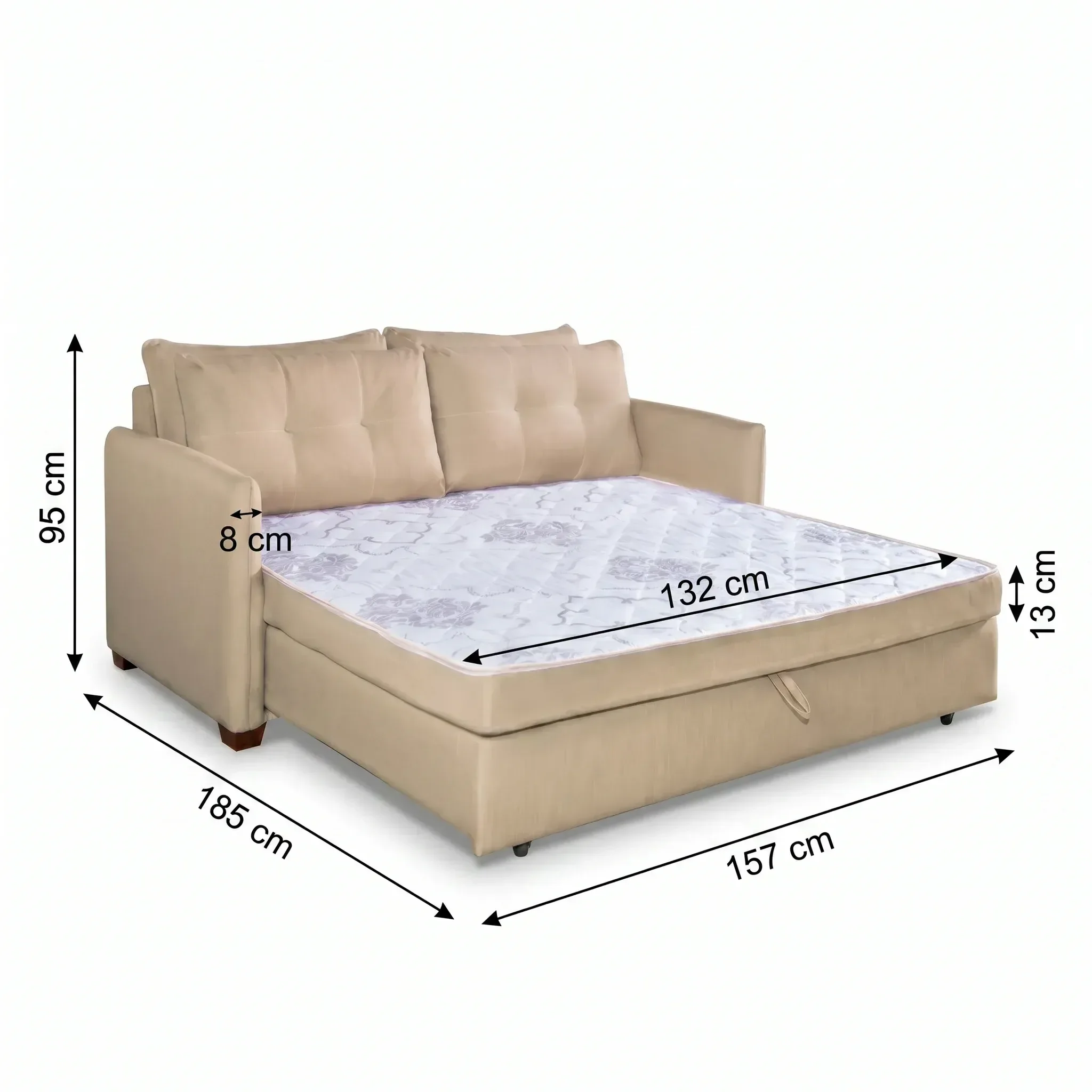 Ver imagem 4 de Sofá Cama Casal 95cm x 157cm Montreal
