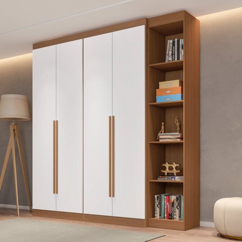 Guarda-Roupa Modulado 4 Portas 4 Gavetas 5 Prateleiras Estante Versatille Yescasa