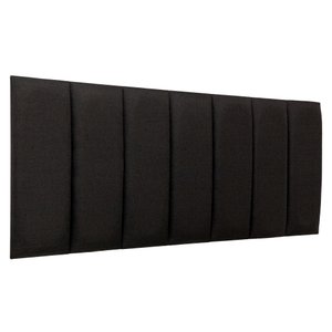 Cabeceira Queen Linho Preto Placa Modulada Estofada Ripada Adesiva