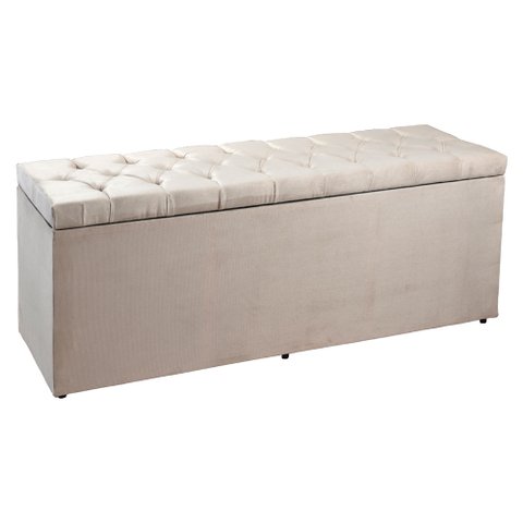 Calçadeira Recamier Baú King 1,95m Madrid Suede Bege - Pallazio