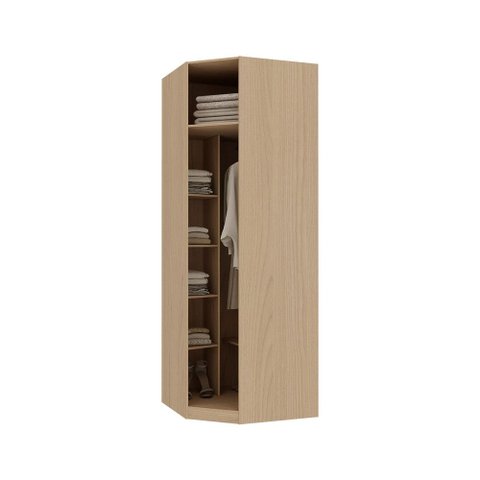 Guarda Roupa Closet sem Porta Canto Diagonal 84cm 5 Prateleiras 1 Cabideiro Essenza Luciane Móveis