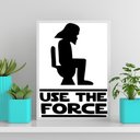 Ver imagem 3 de Quadro Banheiro Use The Force 24x18cm - com vidro:Madeira preta
