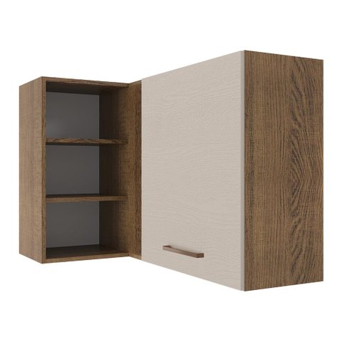 Armário Aéreo de Canto 1 Porta para Linha de 60 Cm de Profundidade Rustic/crema Agata Madesa