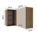 Ver imagem 3 de Armário Aéreo de Canto 1 Porta para Linha de 60 Cm de Profundidade Rustic/crema Agata Madesa