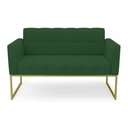 Ver imagem 3 de Sofá Namoradeira Elisa Veludo Verde Base Metálica Industrial Dourado - D'Rossi