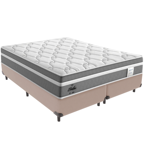 Cama Box e Colchão Berlim Molas Ensacadas Queen Probel: Bege