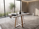 Ver imagem 1 de Mesa Atlanta 120cm com Vidro Retangular para Sala de Jantar Cinamomo/Off White