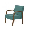 Ver imagem 1 de Poltrona 1 Lugar Jade Braço Madeira Suede Turquesa