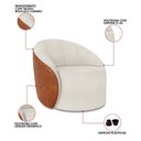 Ver imagem 3 de Poltrona Sala Orgânica Kit 2 Lua Fixa Sintético Pu Nozes/bouclê Cinza D03 - D’Rossi