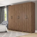 Ver imagem 1 de Guarda Roupas Casal Clara em MDF 6 Portas 1 Espelho 3 Gavetas 8 Estantes 2 Cabideiros Marrom Avelã