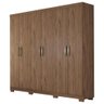 Guarda Roupas Casal Clara em MDF 6 Portas 1 Espelho 3 Gavetas 8 Estantes 2 Cabideiros Marrom Avelã - 2