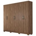 Ver imagem 2 de Guarda Roupas Casal Clara em MDF 6 Portas 1 Espelho 3 Gavetas 8 Estantes 2 Cabideiros Marrom Avelã