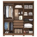 Ver imagem 4 de Guarda Roupas Casal Clara em MDF 6 Portas 1 Espelho 3 Gavetas 8 Estantes 2 Cabideiros Marrom Avelã