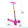 Patinete Infantil 3 Rodas Altura Ajustável 4 Níveis com Luzes Led Criança Dobrável Rosa Importway - 5