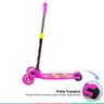 Patinete Infantil 3 Rodas Altura Ajustável 4 Níveis com Luzes Led Criança Dobrável Rosa Importway - 4