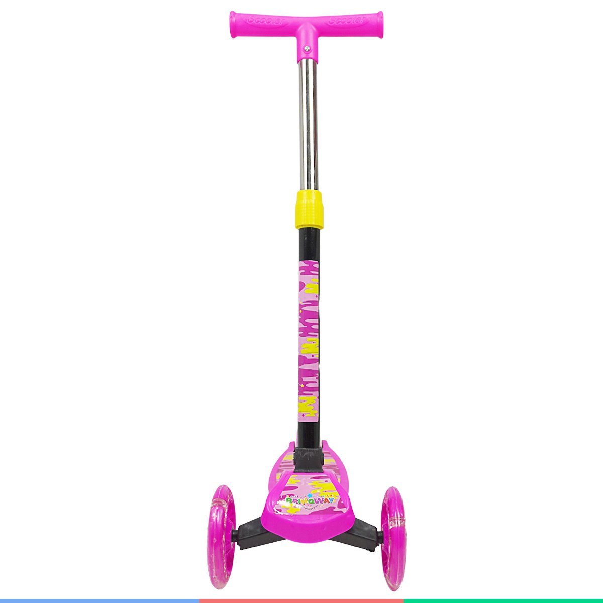 Patinete Infantil 3 Rodas Altura Ajustável 4 Níveis com Luzes Led Criança Dobrável Rosa Importway - 7