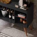 Ver imagem 6 de Aparador Buffet Odin com Adega Nichos e Pés de Madeira Pinus - Jm3 Móveis:preto