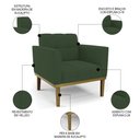 Ver imagem 3 de Poltrona Decorativa Base Madeira Castanho Ana Veludo Verde - Ibiza