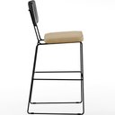 Ver imagem 6 de Kit 05 Banquetas Altas Sala Jantar Fixa Allana L02 Couríssimo Preto Linho Bege Escuro - Lyam Decor