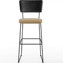 Ver imagem 5 de Kit 05 Banquetas Altas Sala Jantar Fixa Allana L02 Couríssimo Preto Linho Bege Escuro - Lyam Decor