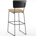Ver mais imagens de Kit 05 Banquetas Altas Sala Jantar Fixa Allana L02 Couríssimo Preto Linho Bege Escuro - Lyam Decor