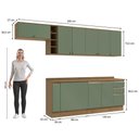 Ver imagem 6 de Armário de Cozinha Completa 3 Gavetas 100% Mdf 300cm Nogueira/verde Celeste Kappesberg