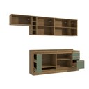 Ver imagem 2 de Armário de Cozinha Completa 3 Gavetas 100% Mdf 300cm Nogueira/verde Celeste Kappesberg
