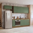 Ver imagem 7 de Armário de Cozinha Completa 3 Gavetas 100% Mdf 300cm Nogueira/verde Celeste Kappesberg
