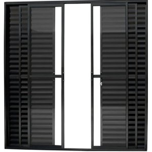 Porta de Aluminio Balcão 6 Folhas com Fechadura Linha Premium:2,10 X 2,00/preto