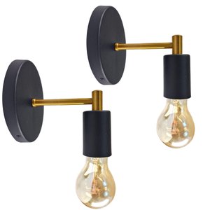 Kit 2 Arandelas Luminária Parede Cama Lavabo Sala Preto Ouro