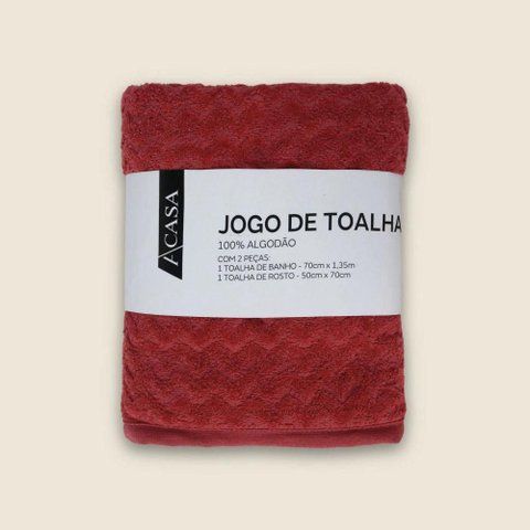 Jogo de Toalha com 2 Peças Midelt Algodão Vermelho - A\casa