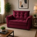 Ver imagem 1 de Sofá Alice 2 Lugares 140cm Bordô Suede Premium Pequeno