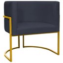 Ver imagem 1 de Poltrona Decorativa Recepção Luna Suede Cores Base de Ferro Dourada - Preto, Suede