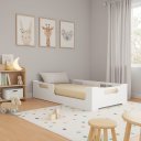 Ver imagem 2 de Cama Cecília Solteiro Menino Montessori Moderna C/ Grade Proteção Mdf - Branca