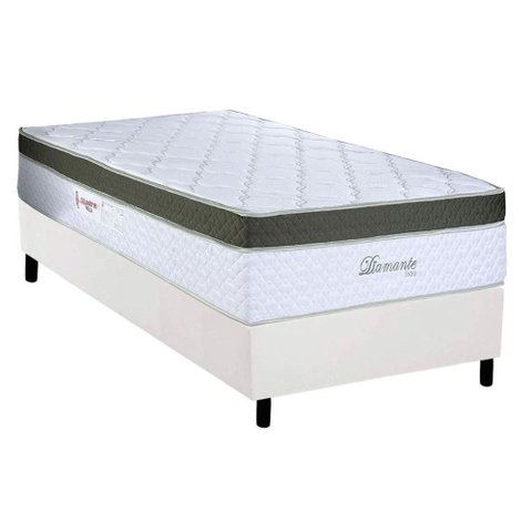 Cama Box Solteiro: Colchão Molas Masterpocket Ensacadas Paropas Diamante Extra White + Base Crc