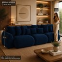 Ver imagem 6 de Sofá Retrátil 6 Lugares Veludo Armani 2,90 Mts Azul