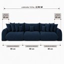 Ver imagem 4 de Sofá Retrátil 6 Lugares Veludo Armani 2,90 Mts Azul